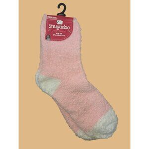 Snugadoo Adult Fuzzy Socks Pink & White One Size